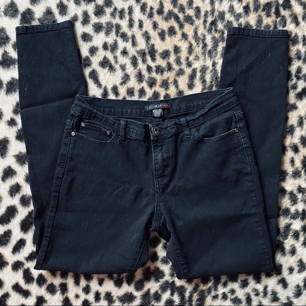 Red Blue Denim black skinny jeans